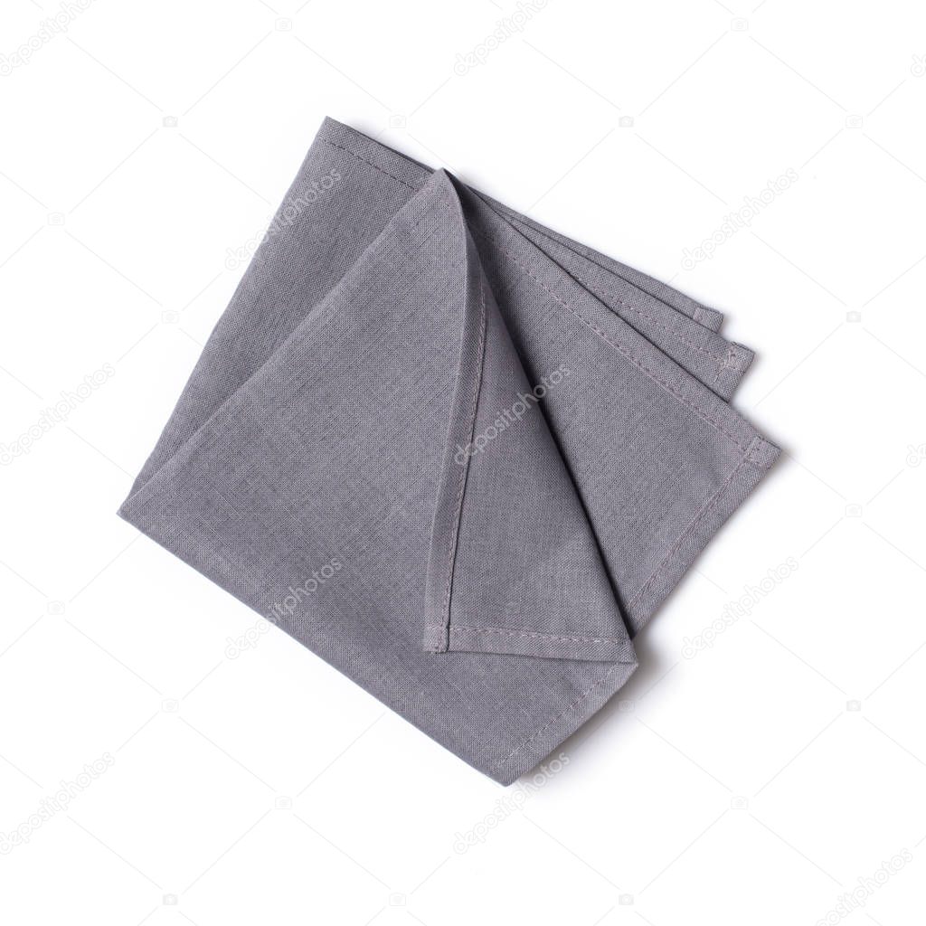 Single folded gray linen napkin