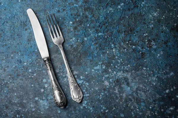 Vintage gümüş çatal ve bıçak — Stok fotoğraf