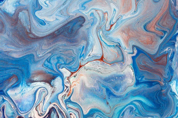 Nahaufnahme Einer Mischung Aus Blauem Und Weißem Abstrakten Marmor Handgemaltes — Stockfoto