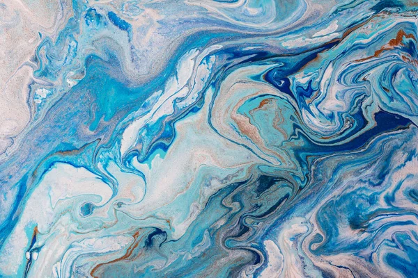 Closeup of mixed blue and white abstract marble texture. Hand painted beautiful pattern, wallpaper or background for print design as invitation or greeting cards. Ocean or sea artwork