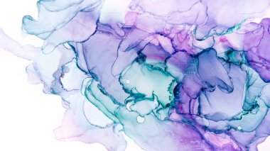 Beyaz, modaya uygun duvar kâğıdına karışık turkuaz ve mor soyut dokular. Tasarım projesi için arka plan olarak davetiye veya tebrik kartları, el ilanı, poster, sunum, ambalaj kağıdı