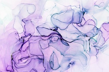 Beyaz, modaya uygun duvar kâğıdına karışık turkuaz ve mor soyut dokular. Tasarım projesi için arka plan olarak davetiye veya tebrik kartları, el ilanı, poster, sunum, ambalaj kağıdı