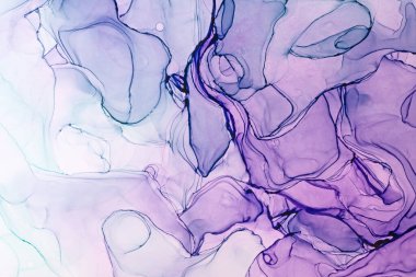 Beyaz, modaya uygun duvar kâğıdına karışık turkuaz ve mor soyut dokular. Tasarım projesi için arka plan olarak davetiye veya tebrik kartları, el ilanı, poster, sunum, ambalaj kağıdı