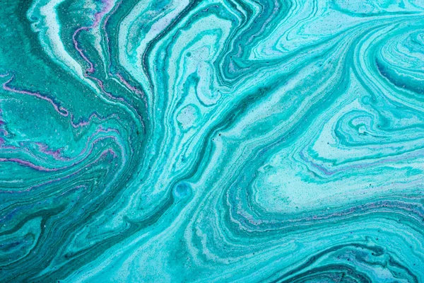Close Van Gemengde Turquoise Paarse Abstracte Marmeren Textuur Handgeschilderd Mooi — Stockfoto