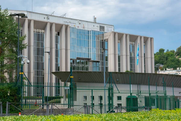 Lyon Fransa, 1 Ağustos 2018: Interpol Merkez Ofis Binası Lyon Fransa