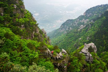 Jiangxi Çin Lushan Milli Parkı Dağı ile arka plan Jiujiang şehir manzaralı görünüm