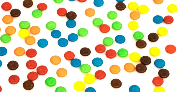 Colorful Button Shaped Chocolates Candy Isolated White Background — Stock Photo, Image
