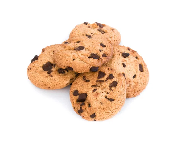 Halom Házi Double Chocolate Chip Cookie Elszigetelt Fehér Background — Stock Fotó