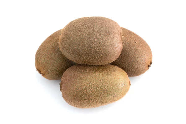 Quatre Tas Entiers Fruits Kiwis Isolés Sur Fond Blanc — Photo