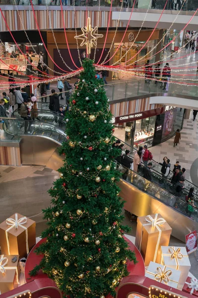 Wuhan Hubei Κίνα Δεκεμβρίου 2017 Χριστουγεννιάτικο Δέντρο Και Διακόσμηση Μέσα — Φωτογραφία Αρχείου