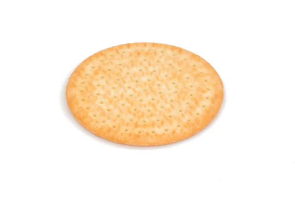 Einzelne Runde Generische Snack Cracker Keks Isoliert Auf Weißem Hintergrund — Stockfoto