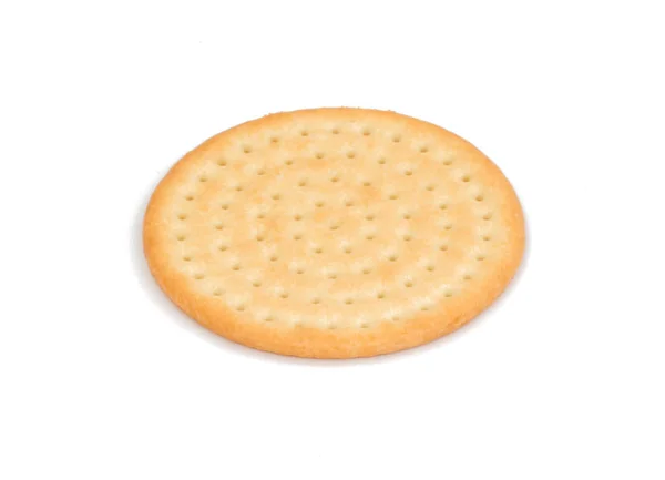 Einzelne Runde Generische Snack Cracker Keks Isoliert Auf Weißem Hintergrund — Stockfoto