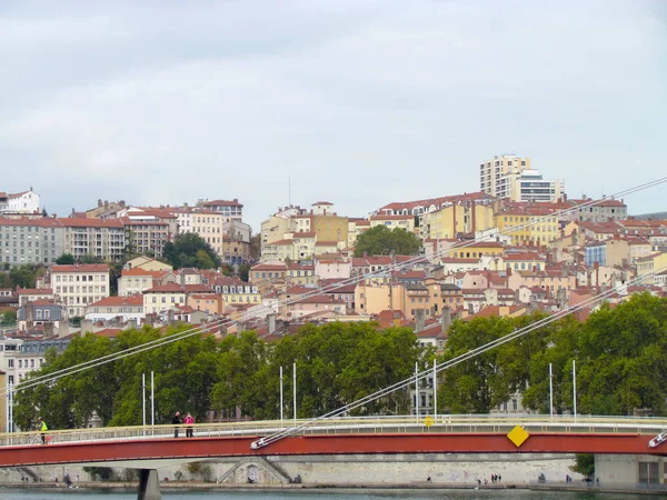 Zobacz Gród Wzgórzu Croix Rousse Imbir Krzyż Okolicy Lyon Francja — Zdjęcie stockowe