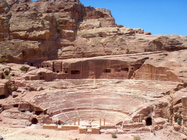 Blick Auf Das Antike Amphitheater Petra City Jordanien — Stockfoto