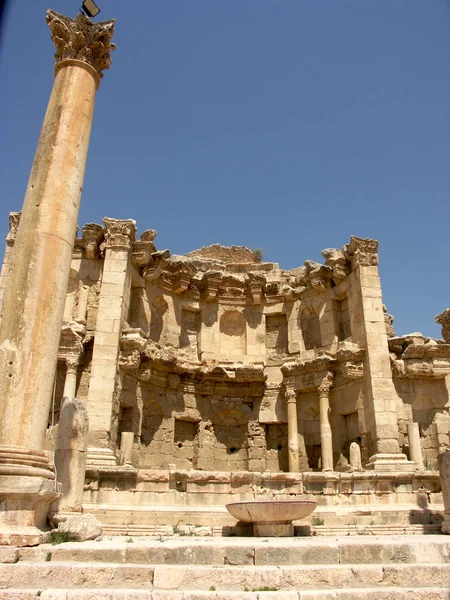 Римский Нимфеум Руинах Старого Города Джераш Иордании — стоковое фото