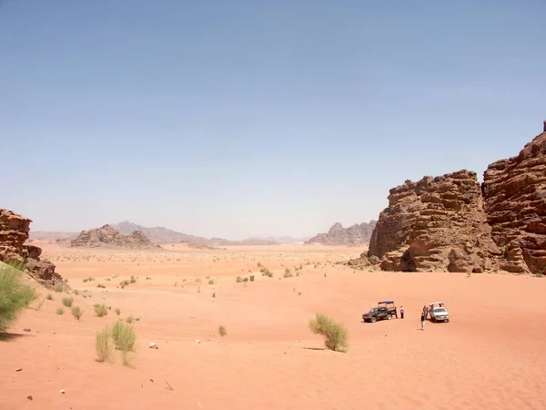 Τοπίο Στην Κοιλάδα Wadi Rum Από Φεγγάρι Έρημο Της Ιορδανίας — Φωτογραφία Αρχείου