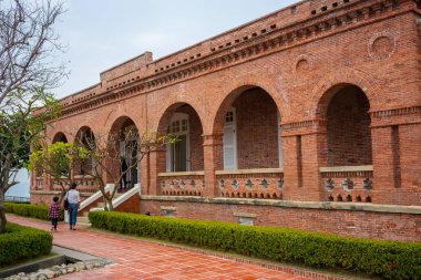 Kırmızı tuğla eski İngiliz Konsolosluğu ikamet Takou Kaohsiung Tayvan, dış görünümü