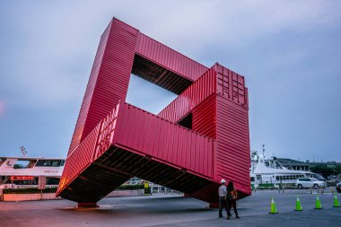 23 February 2018, Kaohsiung Taiwan : Container sculpture in Pier 2 art district in Kaohsiung Taiwan clipart