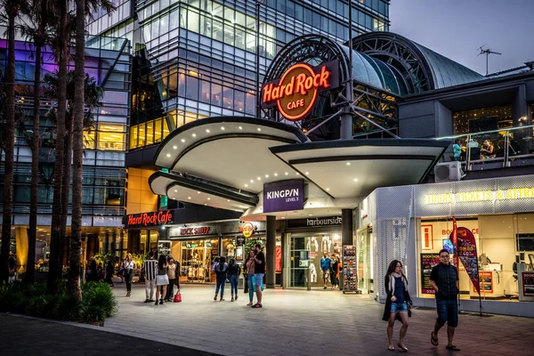 Prosince 2018 Sydney Austrálie Noční Pohled Hard Rock Café Obchodním — Stock fotografie
