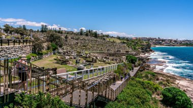 24th December 2018, Sydney Australia: Bondi to Coogee coastal walk pathway with people and Waverley seaside cemetery in Sydney NSW Australia