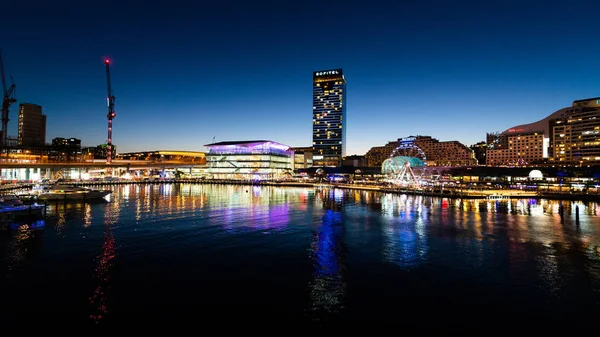 Dicembre 2018 Sydney Australia Vista Panoramica Notturna Sul Darling Harbour — Foto Stock