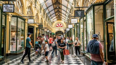 3 Ocak 2019, Melbourne Avustralya: Royal Arcade Melbourne Avustralya insanlar insanlarla dolu iç görünüm