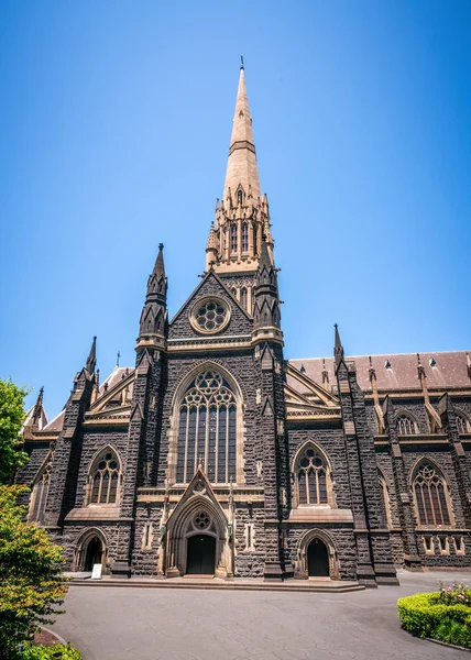 Sidan Patrick Cathedral Och Spire Romersk Katolska Katedralen Kyrkan Melbourne — Stockfoto