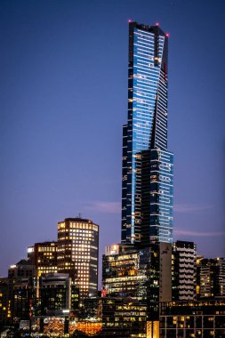 2 Ocak 2019, Melbourne Avustralya: dikey geceleri Melbourne Avustralya konut bir gökdelen inşa Eureka kuleye bakış