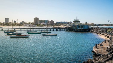 Saint Kilda iskele kiosk ve ma manzaralı St Kilda panorama