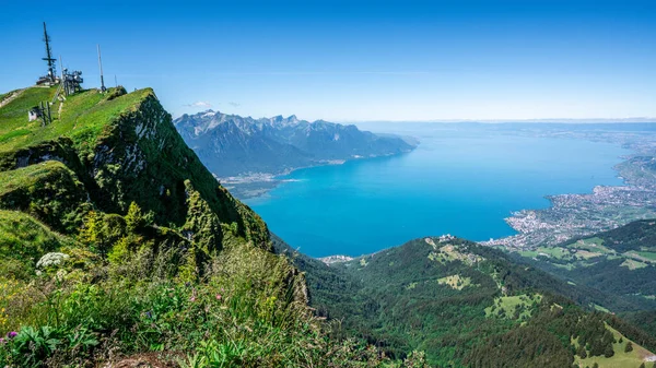 Vue Panoramique Sur Lac Léman Depuis Les Rochers Naye Les — Photo