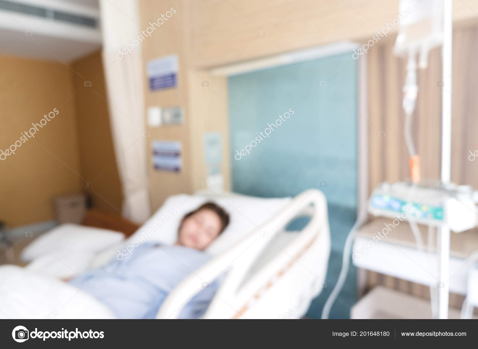 Blurred Background Woman Patient Lying Bed Hospital Vip Room Saline Stock  Photo by ©cherayut000 201648180