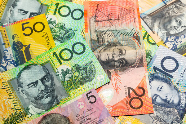 Colorful of Australian dollars money background.