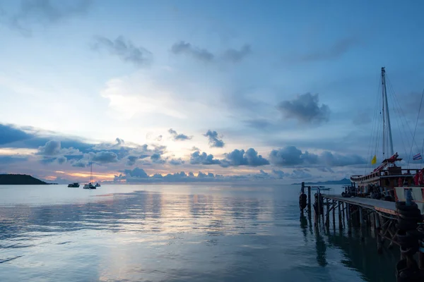 Meereslandschaft Des Koh Samui Pier Der Dämmerung Sonnenuntergang Koh Samui — Stockfoto