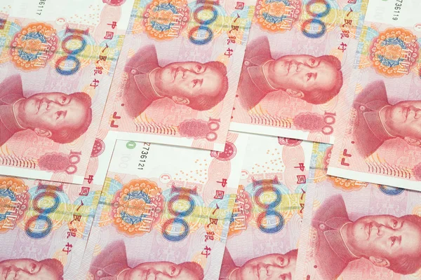 Száz Kínai Jüan Számlát Halom Pénz Háttérként Kínai Valuta — Stock Fotó