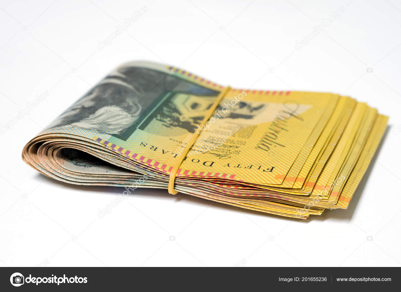Australian Money Stack Fifty Australian Dollar White Background – Stock Editorial Photo © cherayut000 #201655236