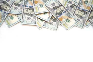 Çok izole kopya alanı metniniz mali kavram için beyaz zemin üzerine yüz bize para para.