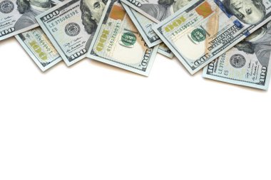 Çok izole kopya alanı metniniz mali kavram için beyaz zemin üzerine yüz bize para para.