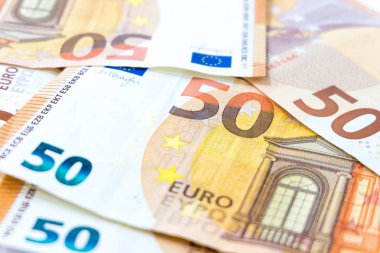 50 euro banknot arka plan kazık kadar kapatın. İkinci en büyük rezerv ve işlem gören para biriminde dünya.