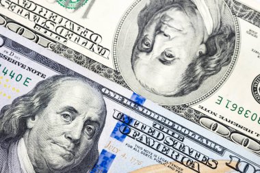 İş ve para arka plan için eski ve yeni serisi closeup Amerikan yüz dolar faturaları.