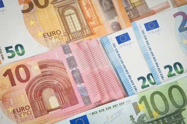 Pila Varios Billetes Euros Por Valor Fondo Dinero Euros Euro — Foto de Stock