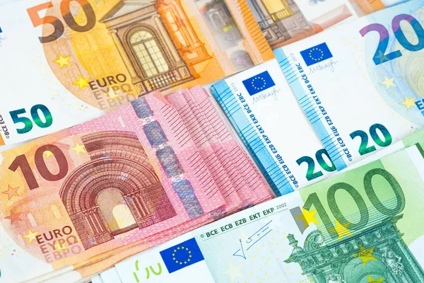 Verem Több Euro Bankjegyek Értékével Euró Pénz Háttér Eur Pénznem — Stock Fotó