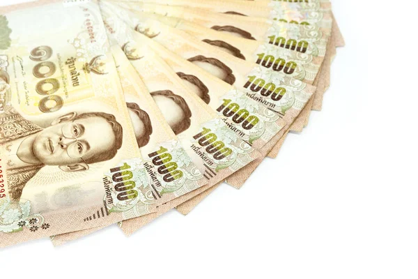 Thais Geld Munt Als Achtergrond Veel Van Duizend Baht Bankbiljetten — Stockfoto
