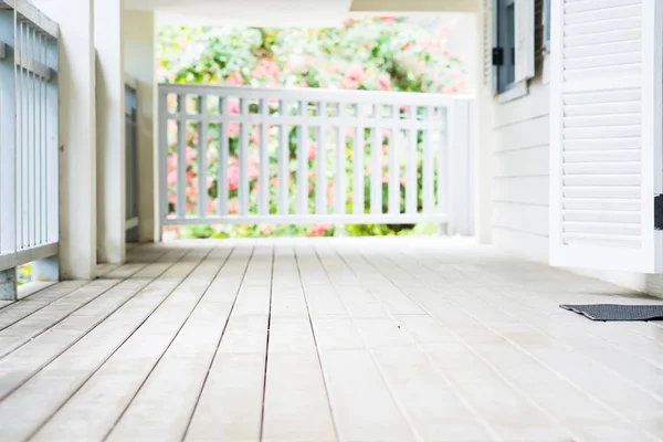 Lege Witte Houten Vloer Witte Houten Wandschildering Met Onscherpe Achtergrond — Stockfoto