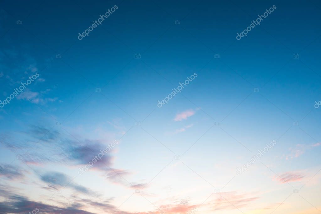 Colorful of evening sky during sunset, Dramatic twilight sky with clouds use for sky background.
