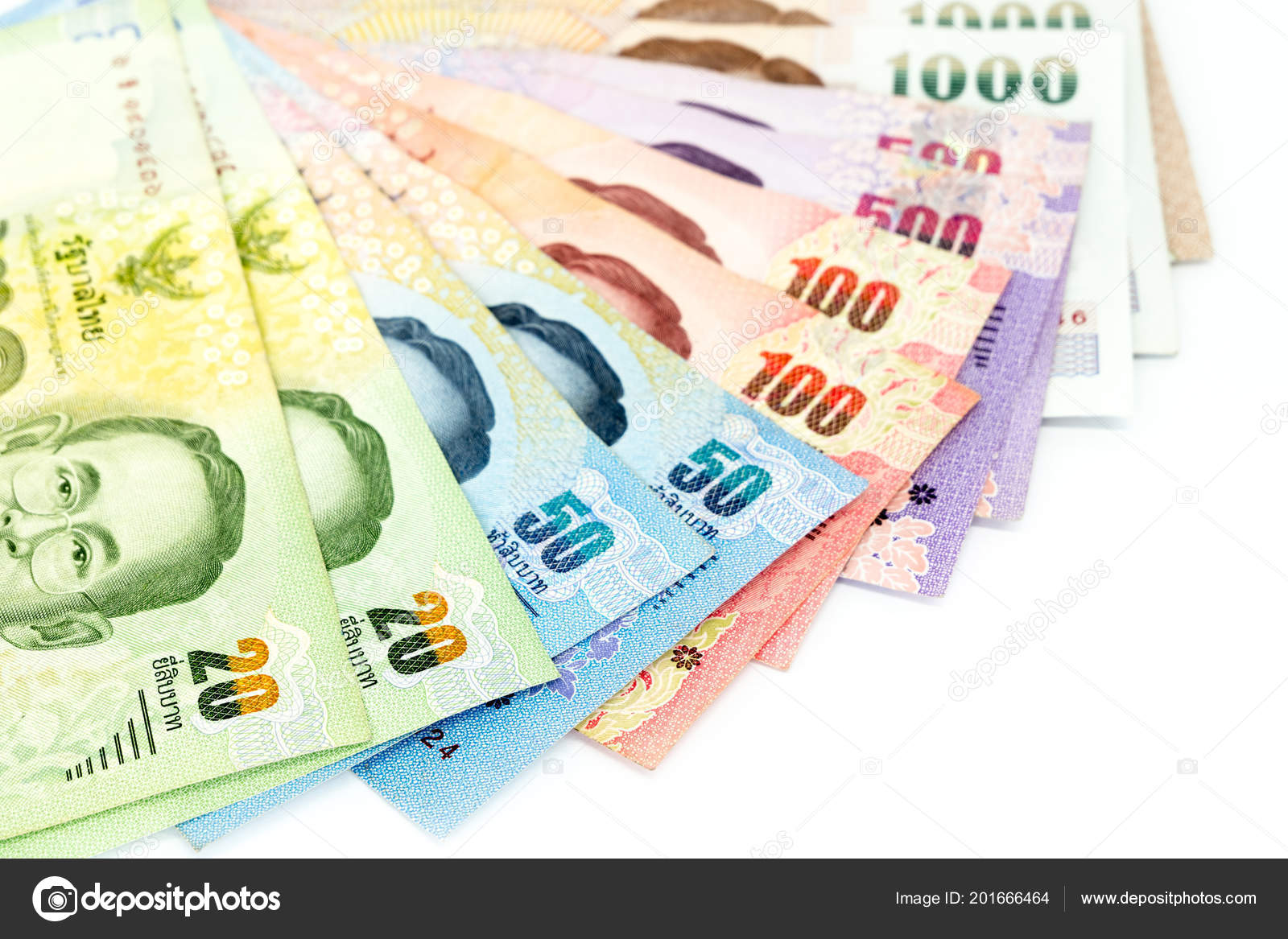 以泰国货币货币为背景各种泰国货币纸币在白色背景下被隔离使用背景或省钱概念——图库图片© cherayut000 #201666464