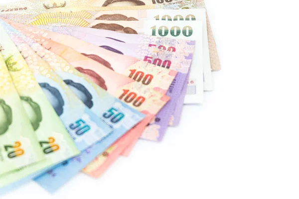 Тайська Гроші Валюти Якості Фону Різні Тайської Валюти Банкнот Ізольовані — стокове фото