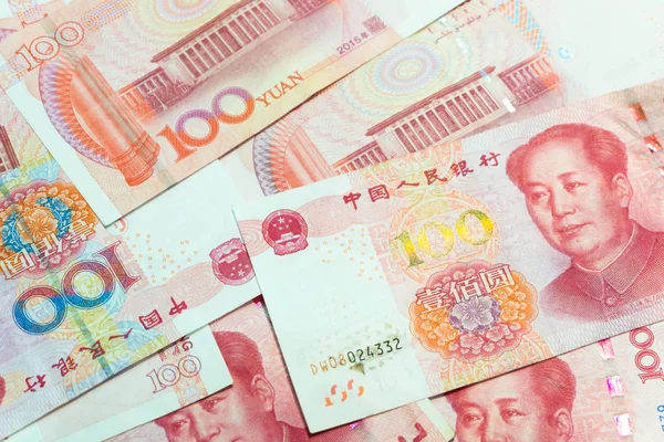 Veel Van Honderd Chinese Yuan Bankbiljetten Chinese Munt Als Achtergrond — Stockfoto