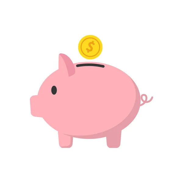 Piggy Bank Gold Coins Vector Illustration Flat Style Saving Money — Stock Vector