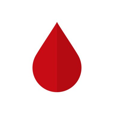 Kırmızı kan ikonu. Su simgesi vektör logo şablonunu düz şekilde bırak.
