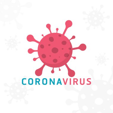 Düz stil Coronavirus hücre ikonu. Yazı tipi tasarım vektör çizimi ile Covid-19.